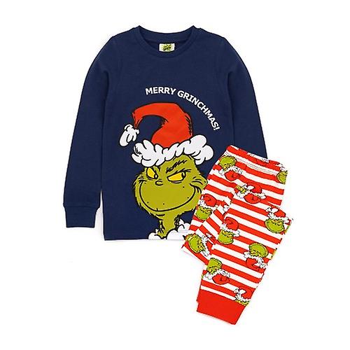 Grinchen Långärmad Julpyjamasset för barn/barn