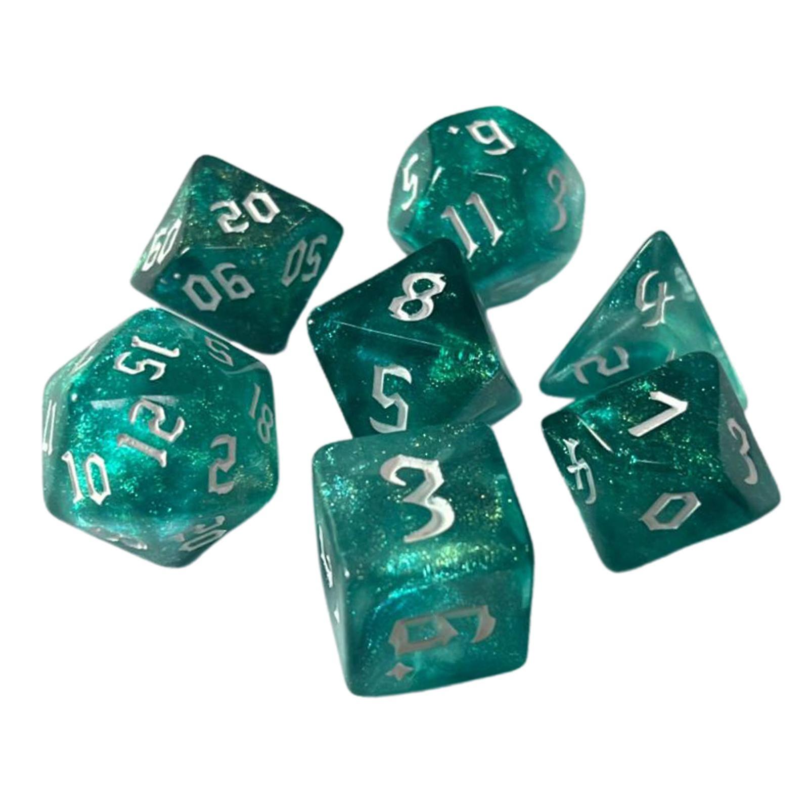 7Pcs Polyhedral Dice Entertainment Toy D4-D20 for Party Game Green