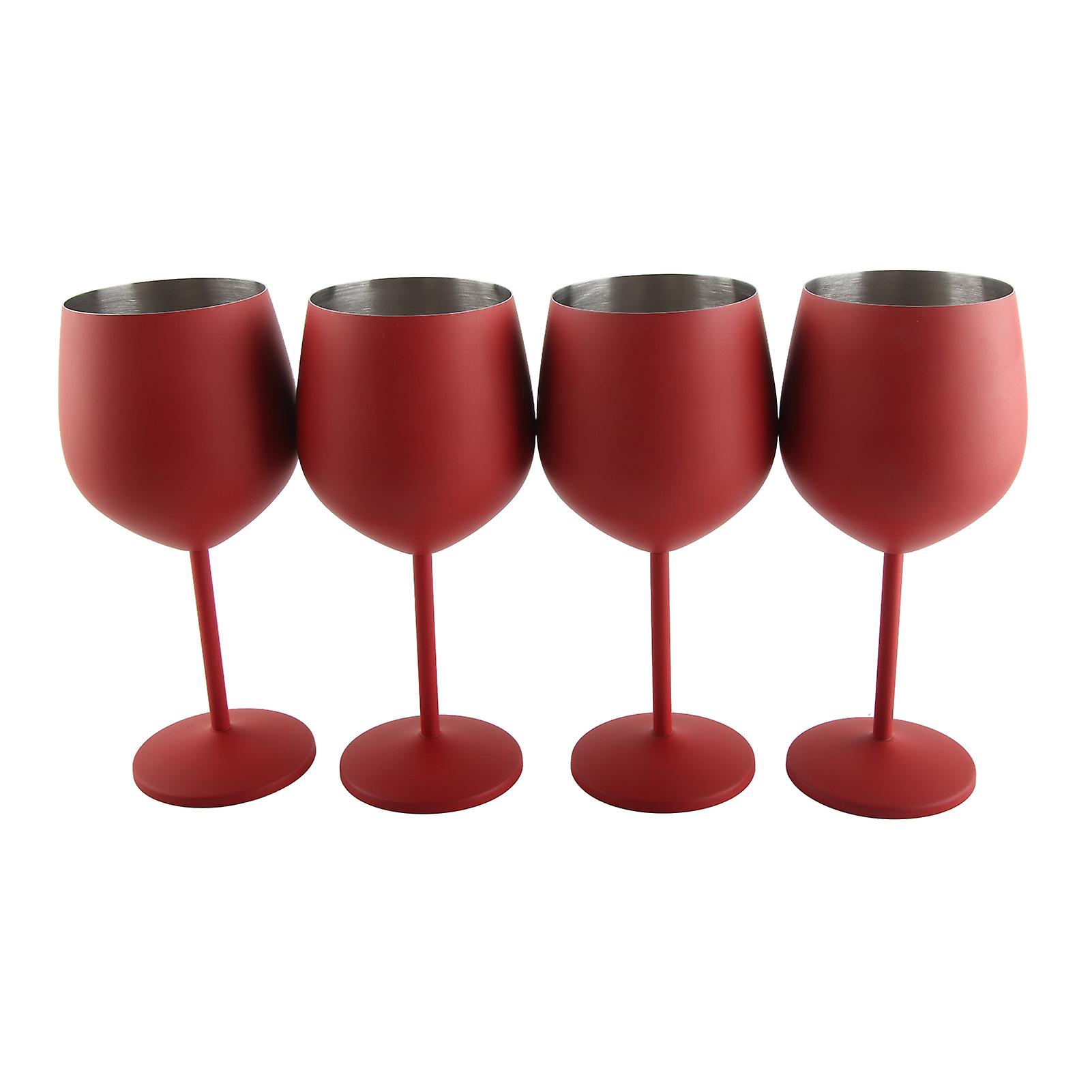 4 PCS 18oz Stainless Steel Matte Wine Glasses Red