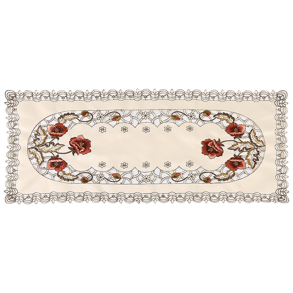 Red Floral Flower Hollow Embroidered Table Runner Tablecloth Cutwork Table Decor Rectangle