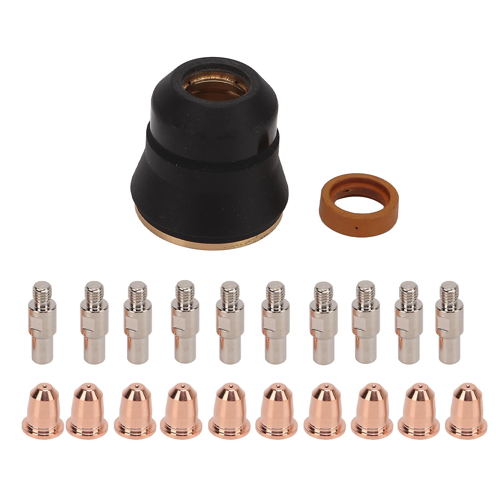 22Pcs Plasma Cutter Consumables Electrode Nozzle Shield Cup Torch Cutting Accessory