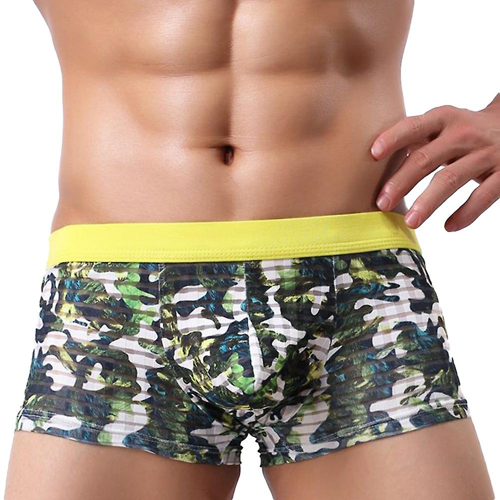 Men Boxers Low Waist Trunks Elastic Camouflage U Convex Underwear Underpants