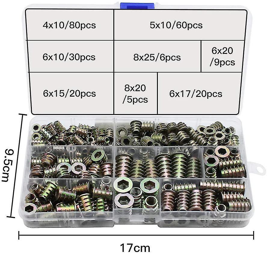230 Pieces Zinc Alloy Hex Threaded Insert Nuts Threaded Inserts Insert Nuts External Thread M4 M5 M6