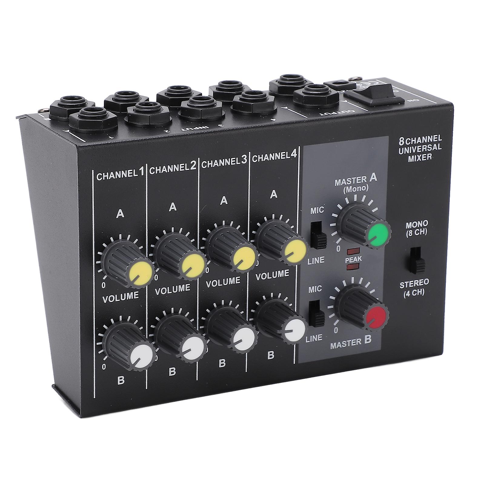 Audio Mixer 8 Channel Input Mono Stereo Sound Mixing Console Low Noise  110‑240V