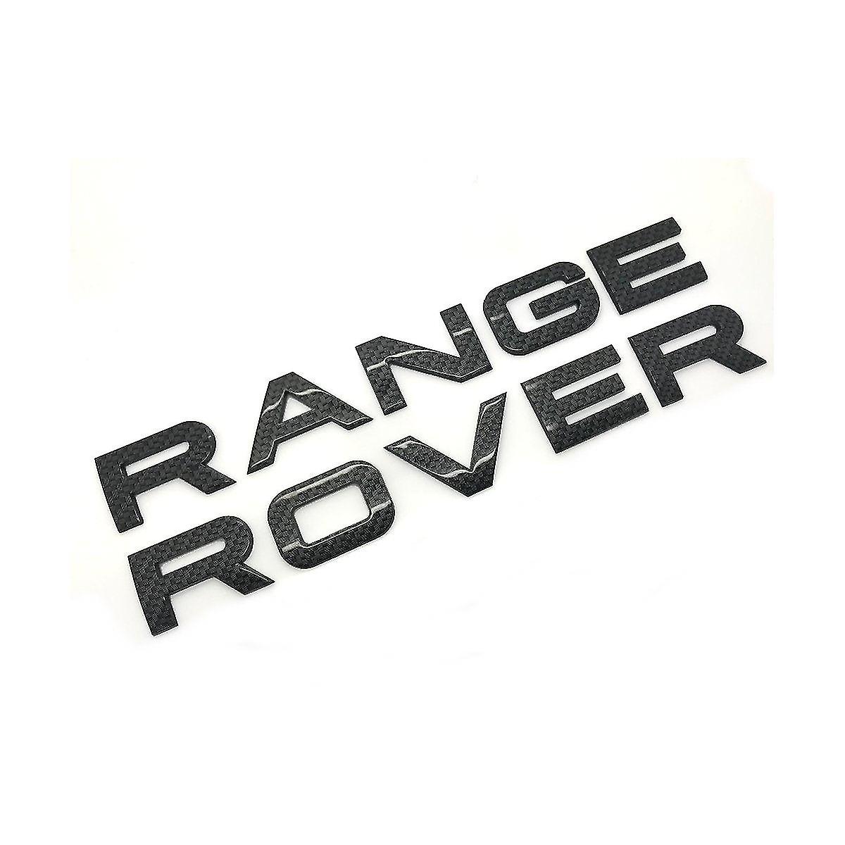 Gloss carbon fibre "range rover" front grill bonnet badge emblem bonnet and back boot lettering badge 2 pieces