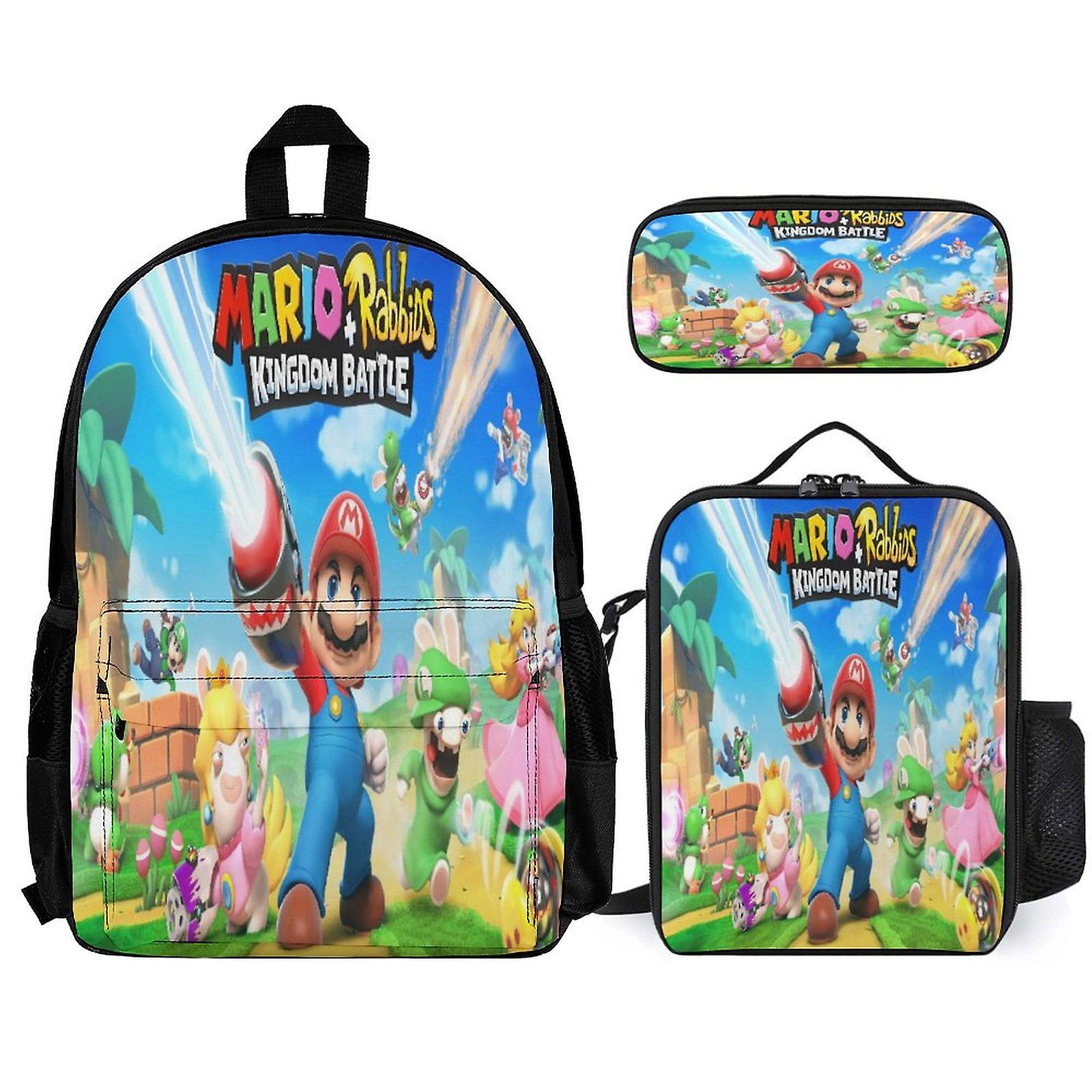 Super Mario Backpack 3 Piece Set Laptop Backpack with Pencil Case Lunch Bag Combination