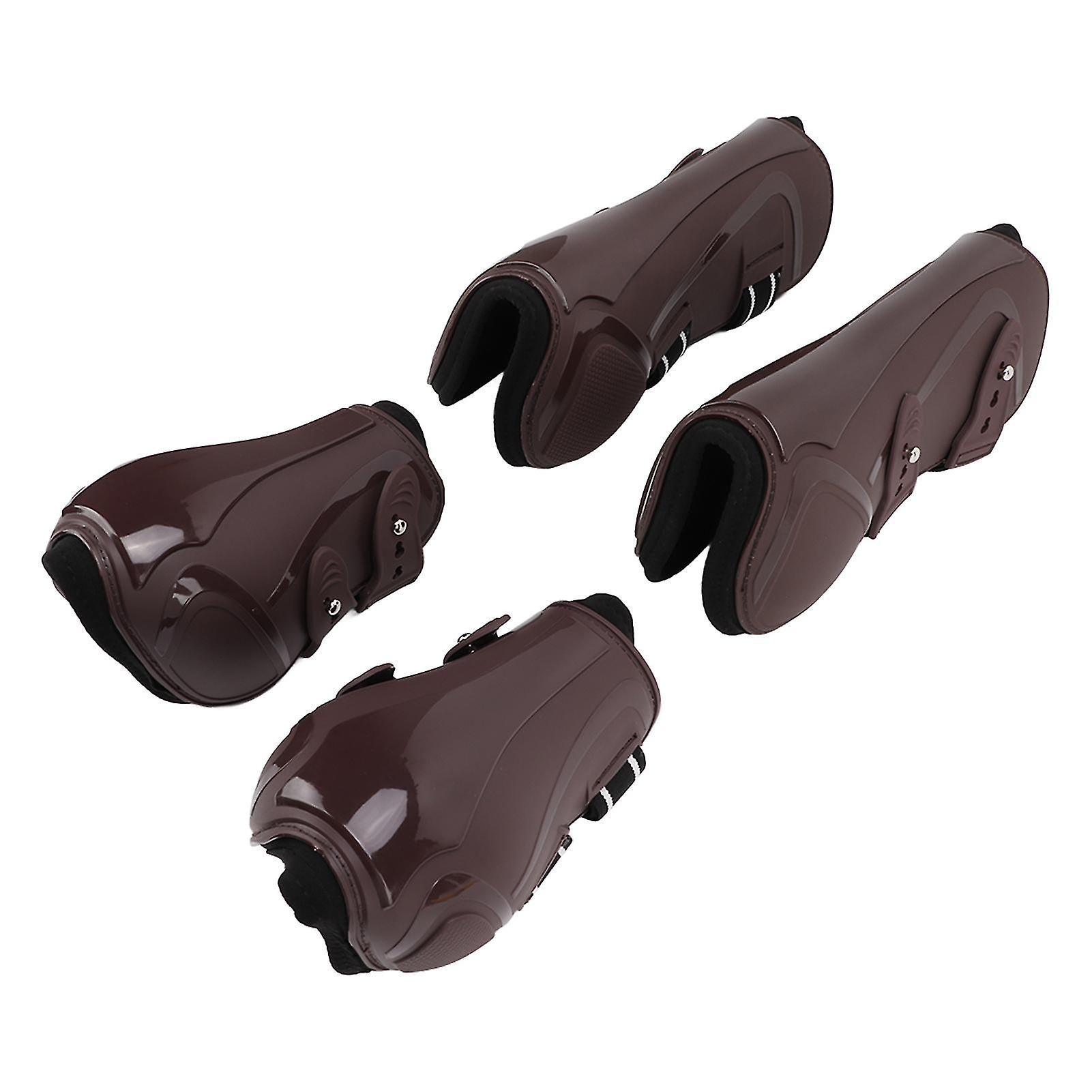 Adjustable Thicken Horse Leg Boots Set - 4pcs, XL Size, Daily Use, Brown