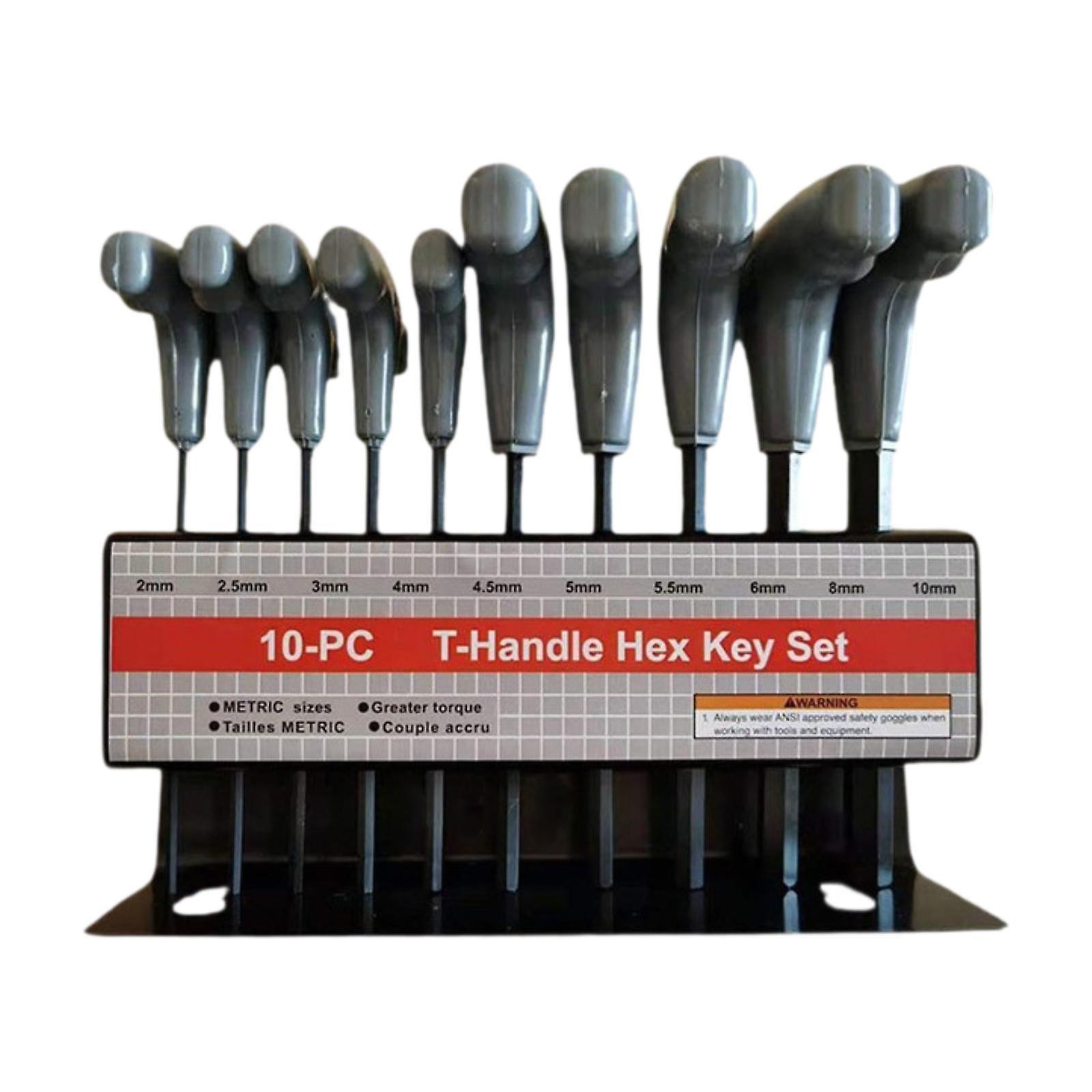 10Pcs Generic T Handle Allen Wrench Set Hexagon Spanner Set Metric