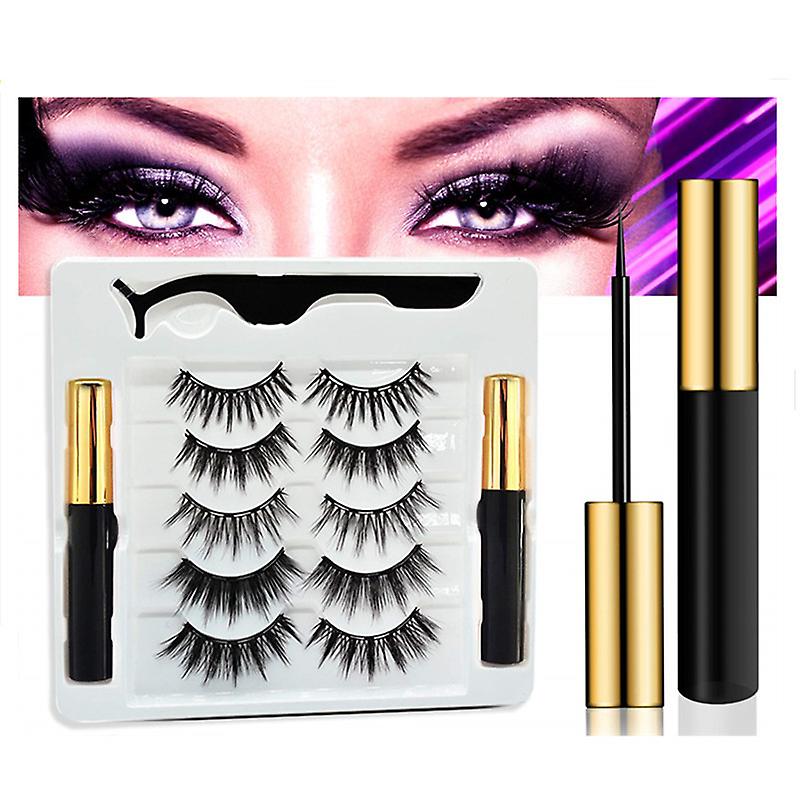 Magnetic eyeliner and eyelash set&5 pairs of false eyelashes&easy to wear