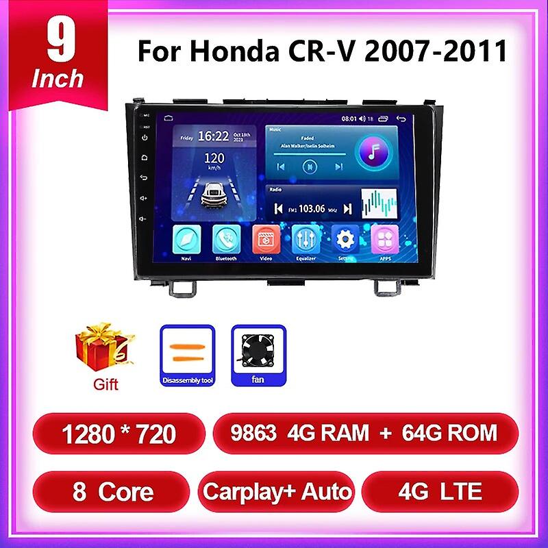 2 Din Android 12 Car Radio Multimedia Video Player For Honda Crv Cr-v 2006 - 2012 Navigation Gps Carplay 4g Head Unit Dsp