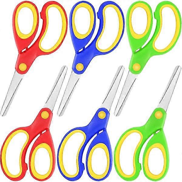6 left-handed scissors, colored rubber and plastic scissors