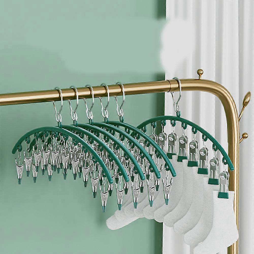Set of 6 Pieces Hanging Clothes Drying Rack with 10 Clips