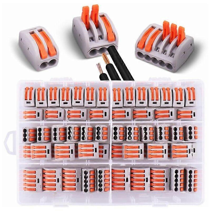 60pcs Electrical connectors with control lever,30pcs 2 inputs, 20pcs 3 inputs,10pcs 5 inputs