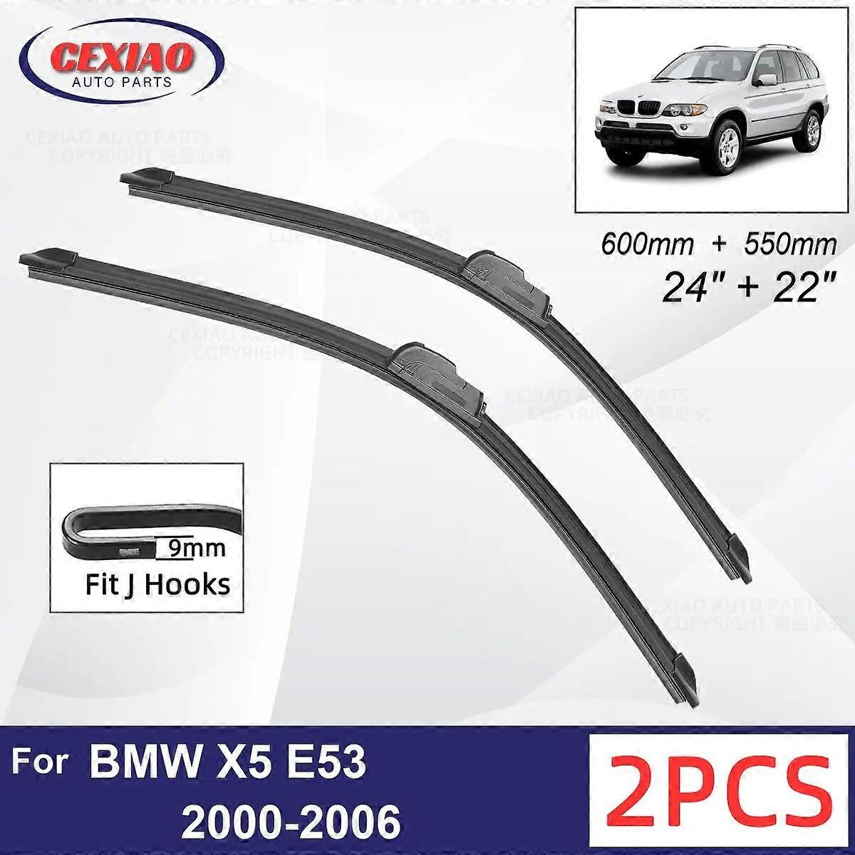 Car Wiper For BMW X5 E53 2000~2006 Front Wiper Blades Soft Rubber Windscreen Wipers Auto Windshield 24" 22" 600 550 mm 2005 2004 FN9U6478