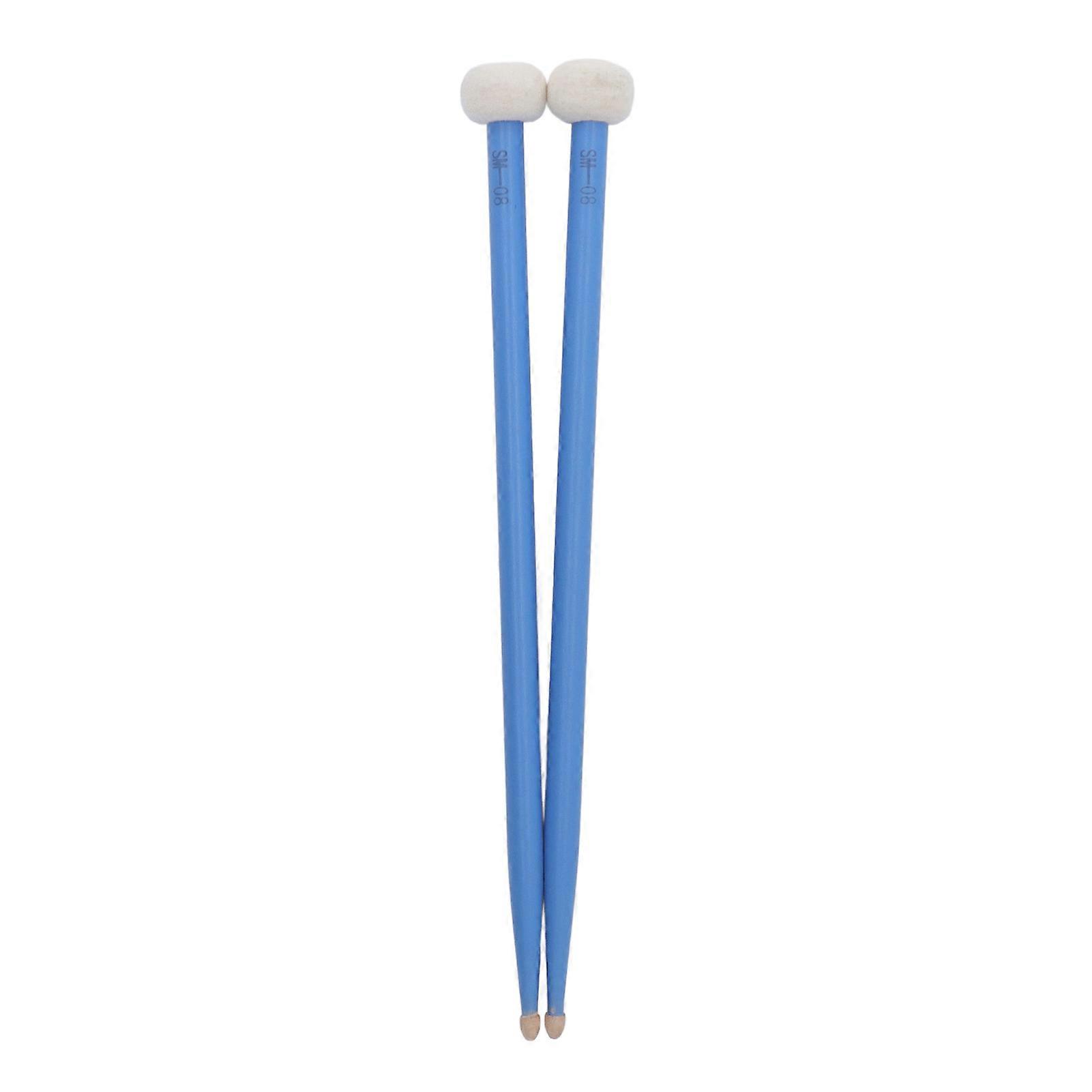 2Pcs Drum Mallet Felt Head Wooden Handle Non Slip Instrument Accessory Set Kit for Playing Blue