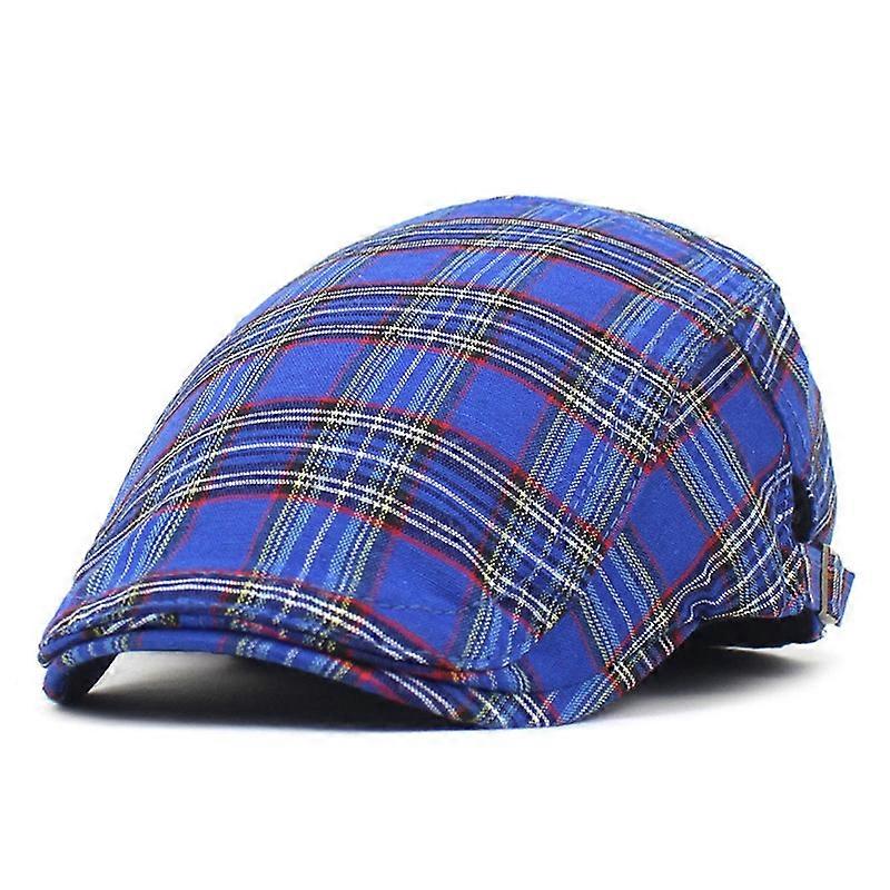 2022 Mode Flat Peaked Cap Hommes Femmes Polyester Plaid Painter Beret Joker Mode 02