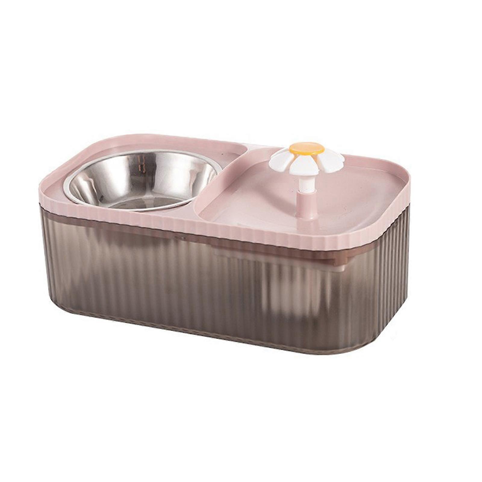 [Ande en ligne] (Rose) Distributeur automatique d’alimentation pour chat Distributeur d’eau Distributeur d’eau florale de grande capacité Distributeur d’eau courante intégré