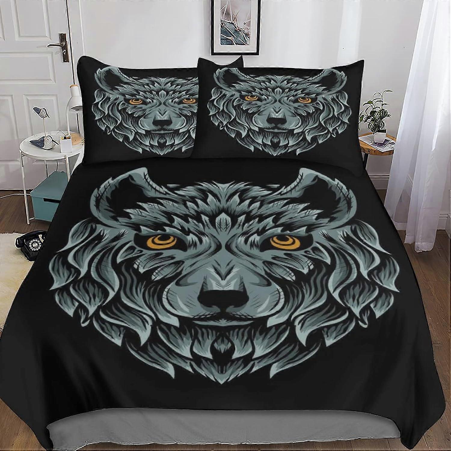 غطاء لحاف رسومات حيوانية ملونة ، طباعة D ، غطاء لحاف الفراش للفن الحيواني مع إغلاق بسحاب وأكياس وسائد Kingxc
