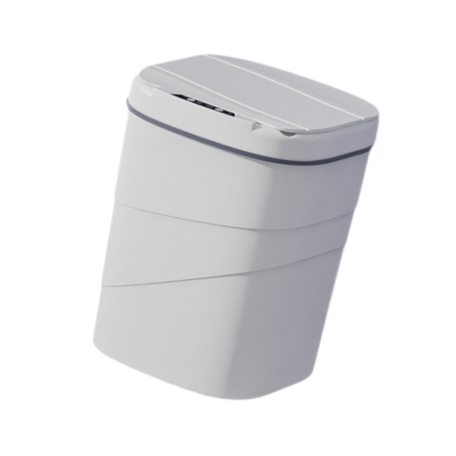 Bathroom Trash Can Waterproof Touchless Garbage Can for Bathroom Office Home S white