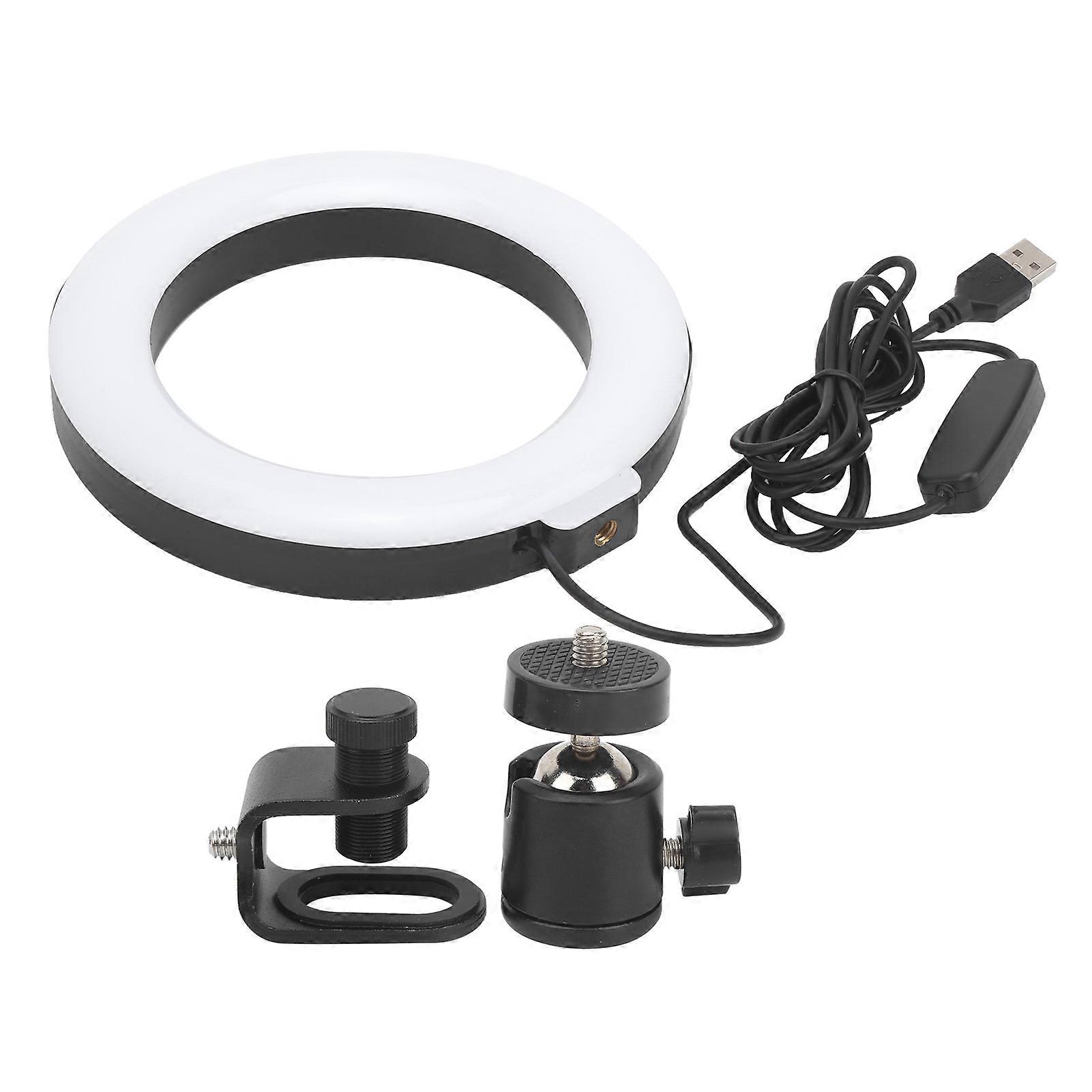 6in LED Dimmable Ring Light Adjustable Fill Light with Clip for Vlog Live Video Studio