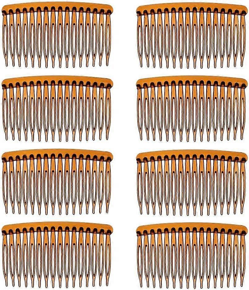 8 Pieces Hair Combs, 8.5 cm Hair Side Comb Set Slides Tortoise Plain Hair Combs Clear Plain Hair Combs Side Combs Hair Combs(Coffee)