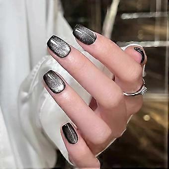 Black Cat Eyes Fake Nails Waterproof Scratch-resistant Fake Nails For Cool Girl Outing Accessories