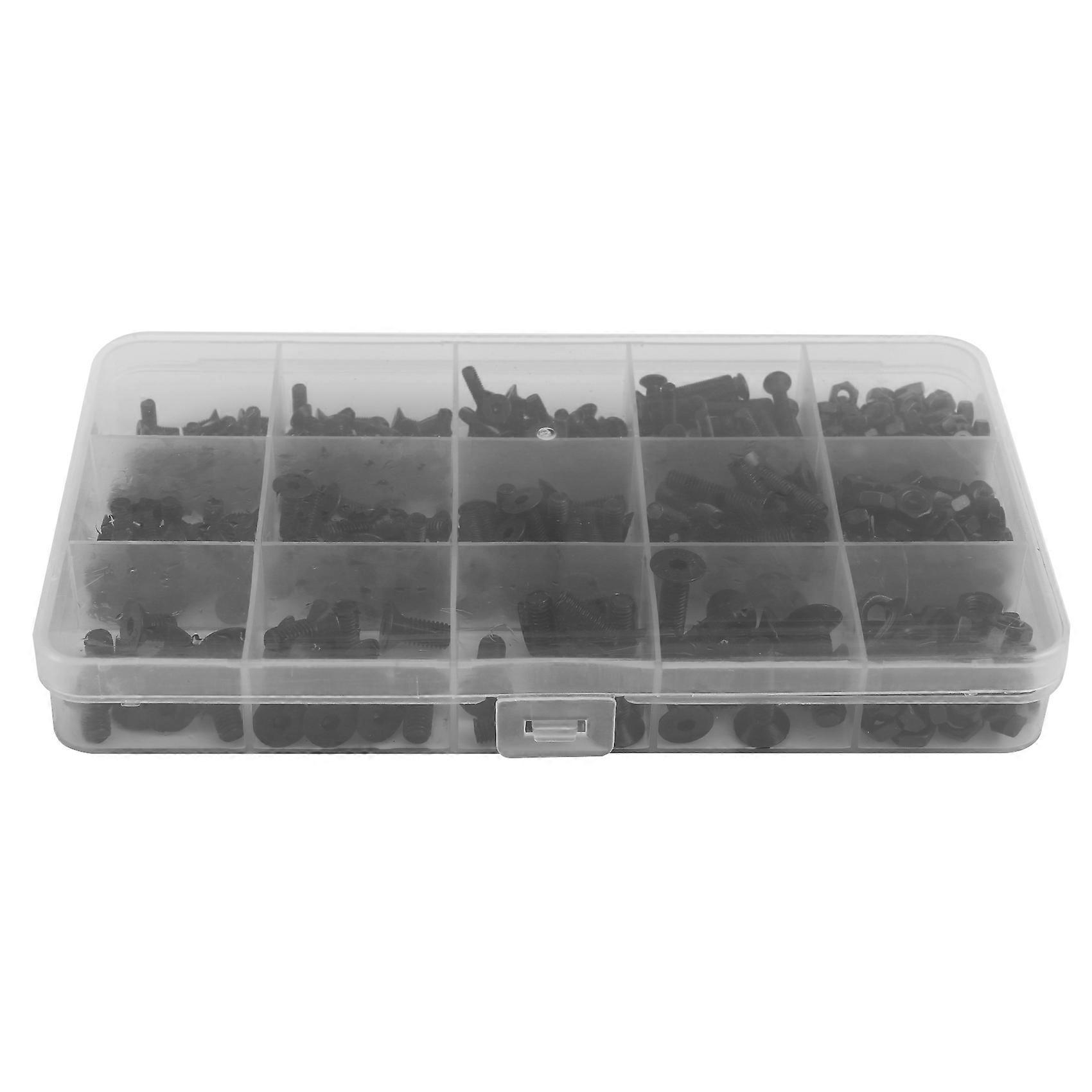 460Pcs Alloy Steel Countersunk Flat Head Hex Socket Cap Screws Nuts Set Assortment Kit Precise Metr