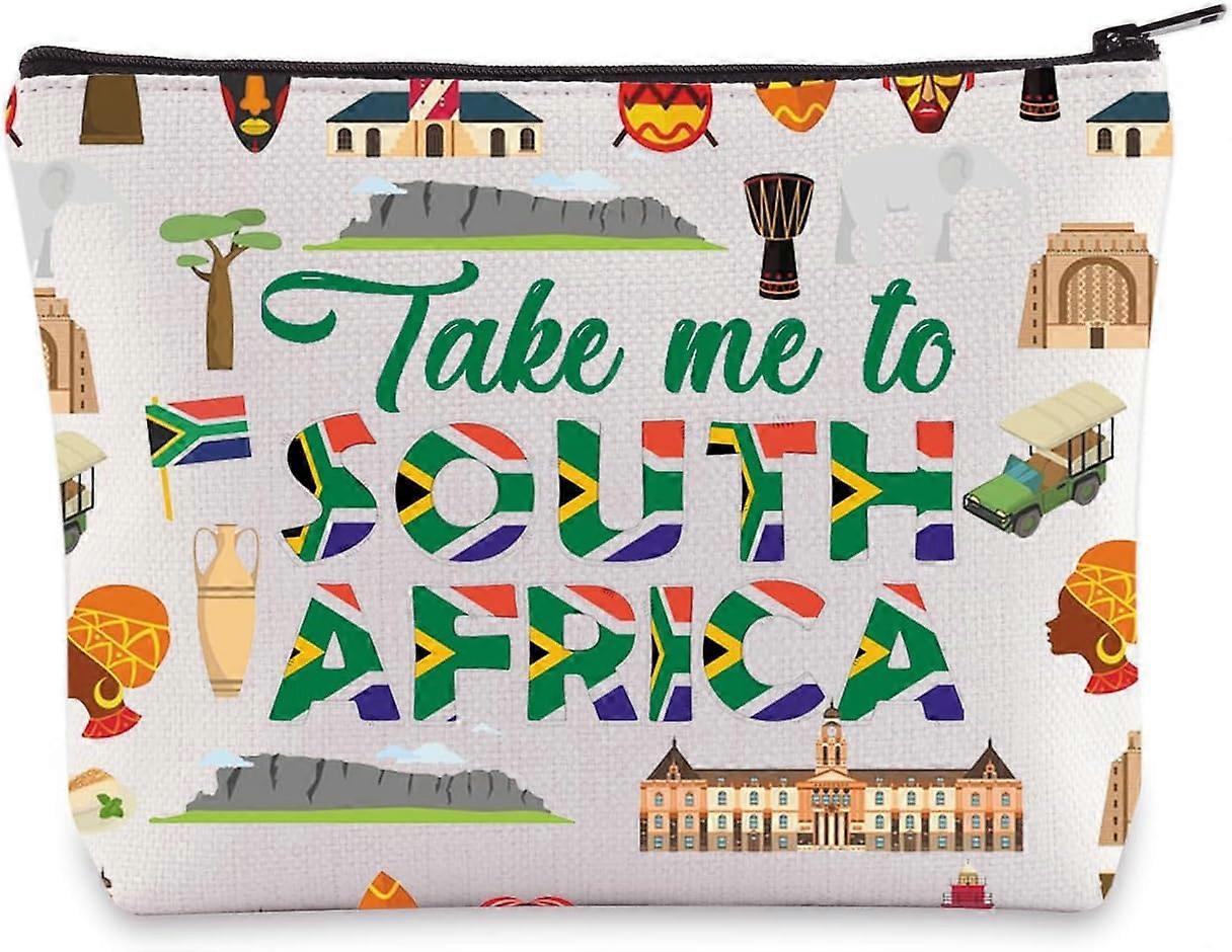 Zuid-Afrika Symbolen Reizen Make-uptas Zuid-Afrika Souvenir Gift neemt me mee naar Zuid-Afrika make-up ritssluiting Pouch Bag voor reiziger, neemt me mee naar Zuid-Afrika