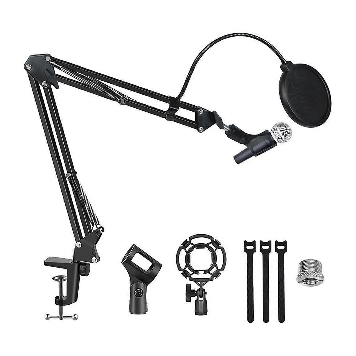 Microphone Stand Boom Arm, Upgraded Microphone Arm Microphone Stand Boom Suspension Bracket with Wi