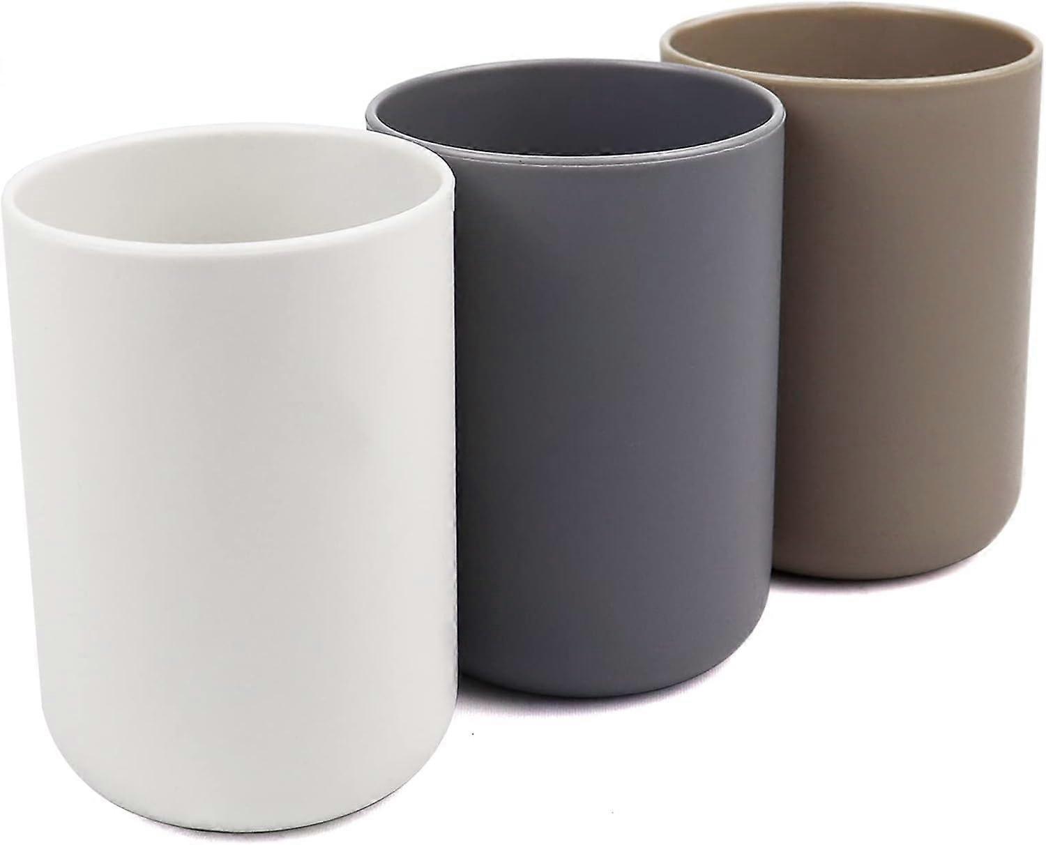 (NEWW)3 Stck zahnputzbecher,zahnputzbecher Settrinkbecher Kunststofffr ErwachseneJugendliche und Kinder (300ml, Wei, Grau, Braun)