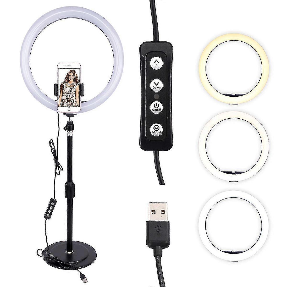 Led Ring Light With Phone Holder And Monopod Led Ring Ligh Dimmable 3 Light Modes Ring Lights For Live Streaming Photography