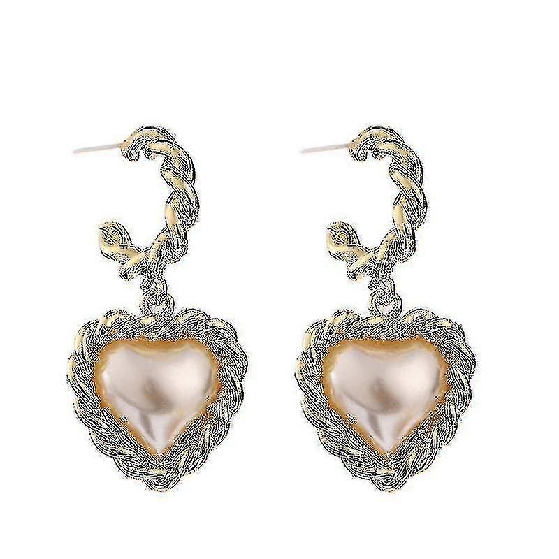 Joyería de moda Metal Perla Corazón Tachuelas Pendientes