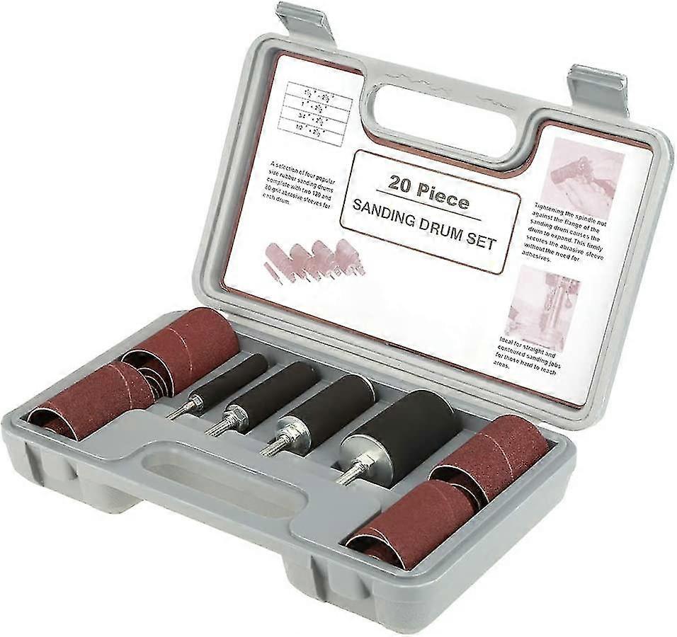 Sanding Drum Kit, 20pcs Spindle Sanding Drum Sander Tool Set With Case For Drill Press