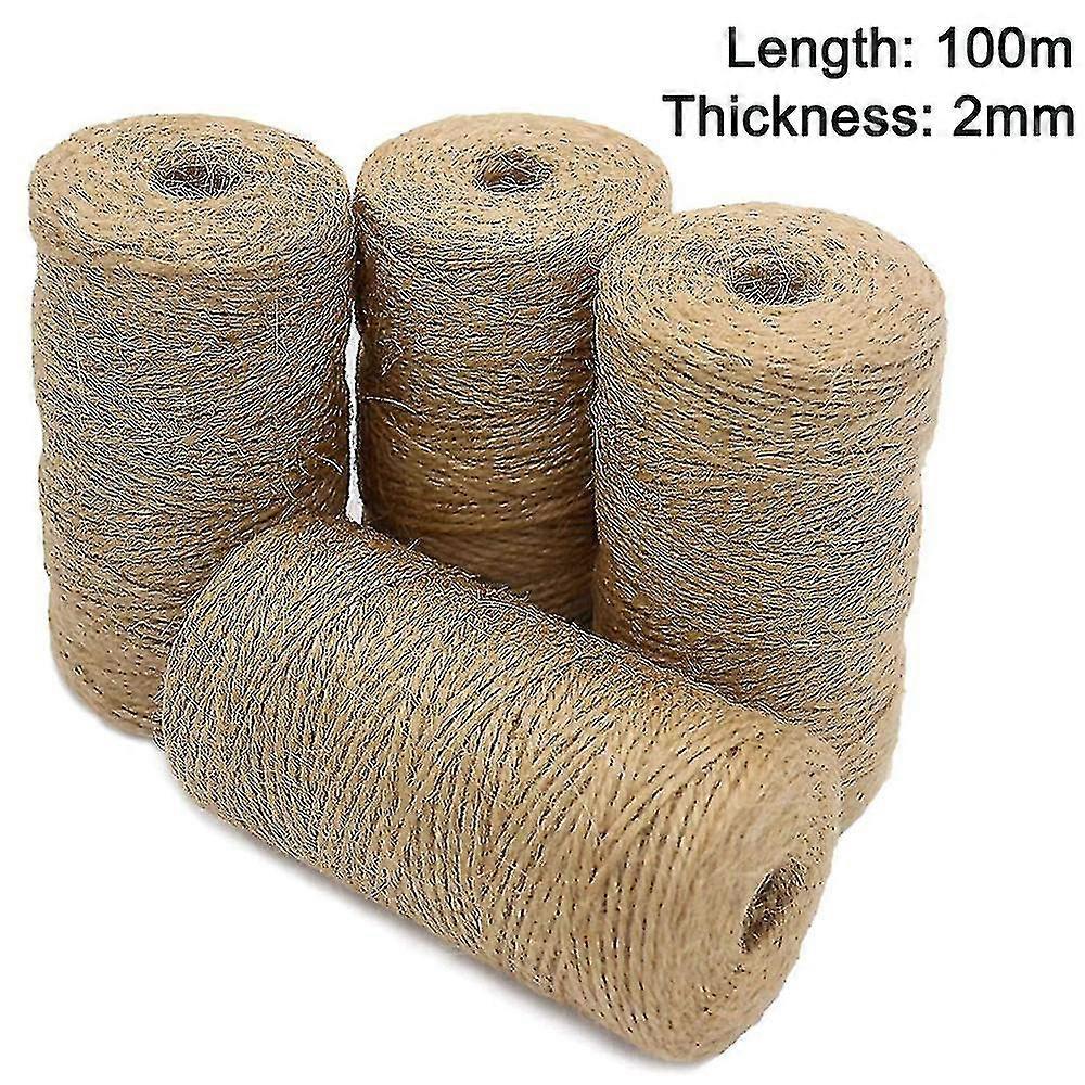 4pcs 2mm Thick 100m Durable Natural Jute Rope String Decorations