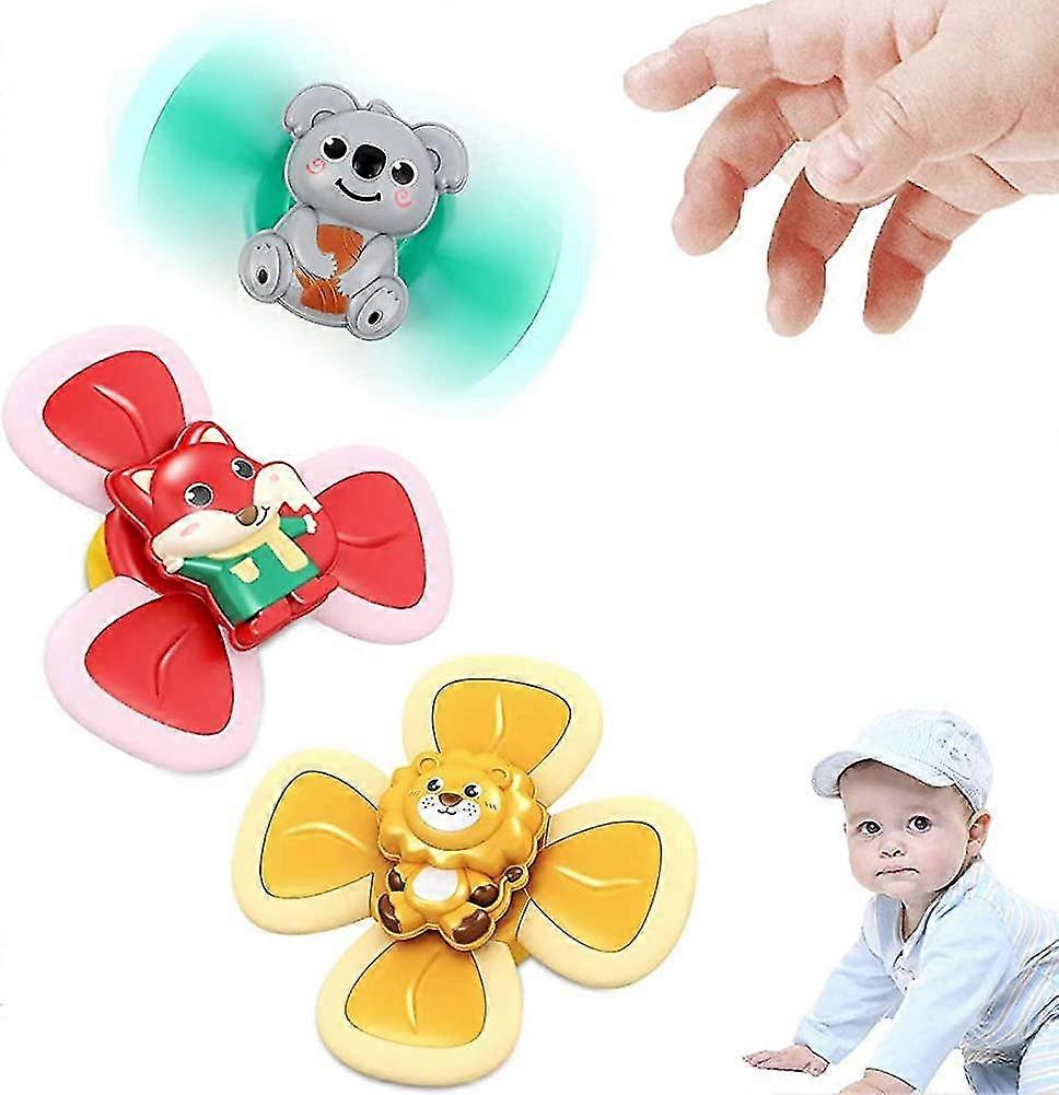 Suction Cup Spinning Top Toy,3pcs/set Sucker Gyros Peg-top Hand Spinner,cartoon