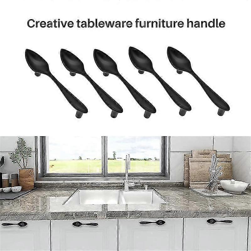 15 Pcs Knife Spoon Fork Kitchen Cabinet Closet Drawer Pull Handles Knobs 3-inch To ( Black)