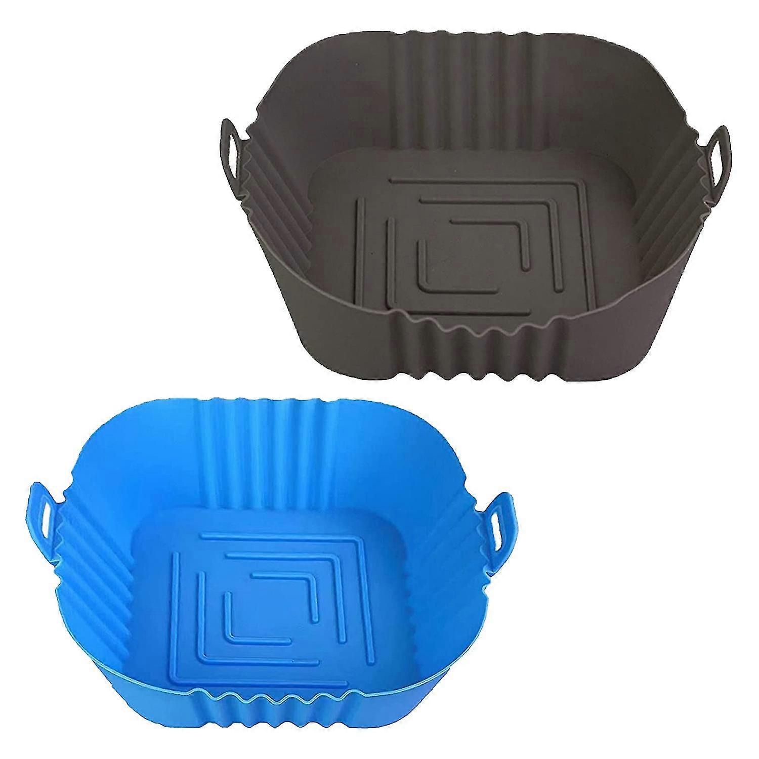 Silicone Pot, 8.5inch Reusable Liners Square Accessories, Silicone (gray + Blue)
