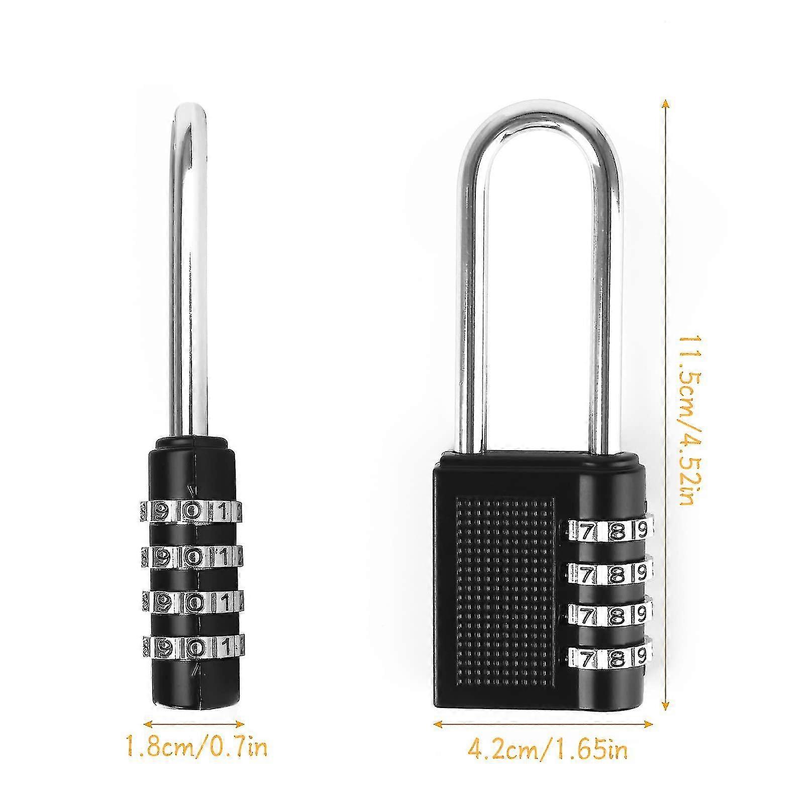 3pcs Resettable Combination Lock 4 Digit Long Shackle Combination Padlock