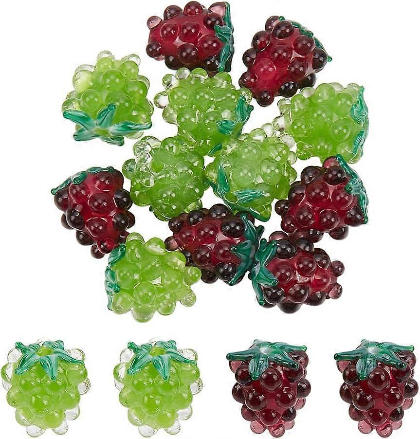 12 Pcs Handmade Lampwork Beads 14mm Glass Fruit Beads Glass Grape Beads Loose Lampwork Spacer Beads for DIY Necklace Bracelet Earring Jewelry Making C