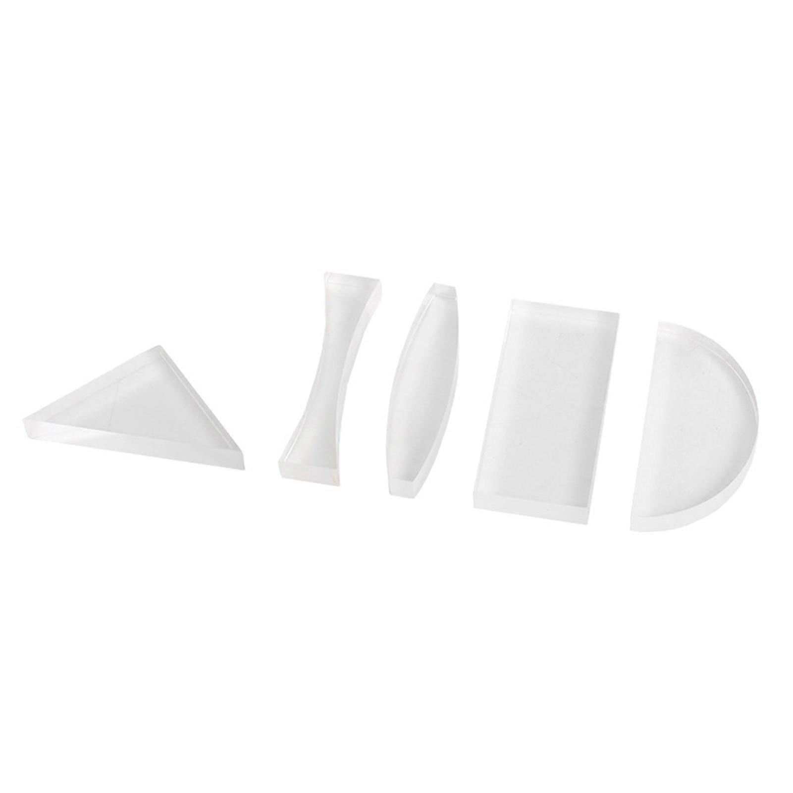 5Pcs/Set Reflection Optics Prism Semicircle Physical Triangle Experiment Reflection Cylindrical Concave Lens for Child KAESI