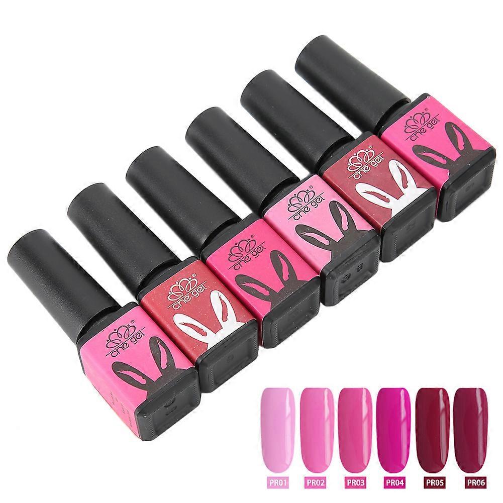 Nail Gel Polish Set 6 Bottles Nail Glue for Nail Art Diy Colorful Stylish FashionablePR Purple and Red Series 0106