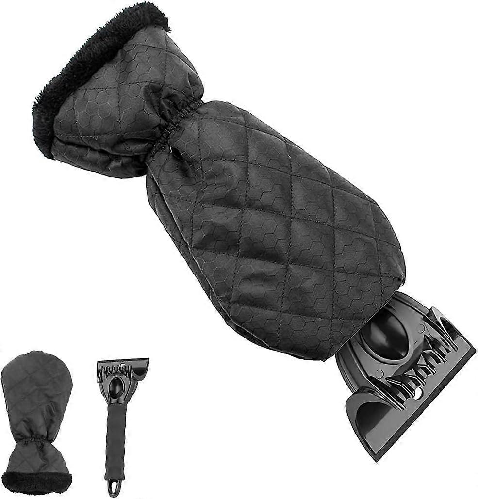 2 Pack Car Ice Scraper, Automatic Snow Brush Cleaning Shovel with Warm Waterproof Gloves for Vehicle Windshield Scraping Frost and Ice (Black)