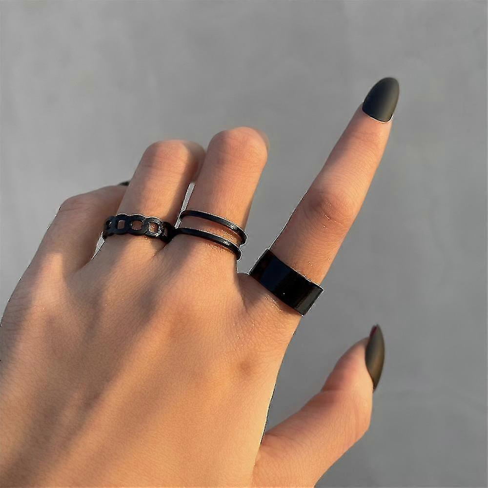 7pcs Fashion Jewelry Rings Set Metal Hollow Round Opening Women Finger Ring For Girl Lady Party Wedding Gifts Style-9
