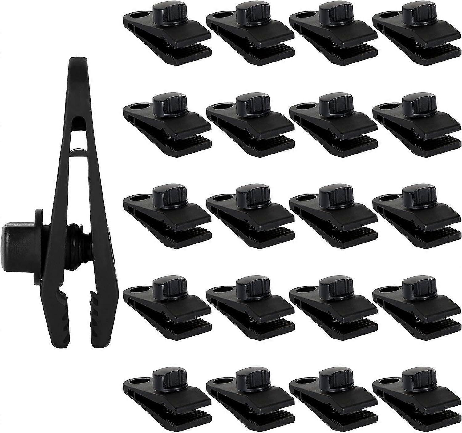 36プラスチックタープクリップ穴付きヘビーデューティーロックブラックタープクリップ、つまみねじテントクリップリテーナークリップ