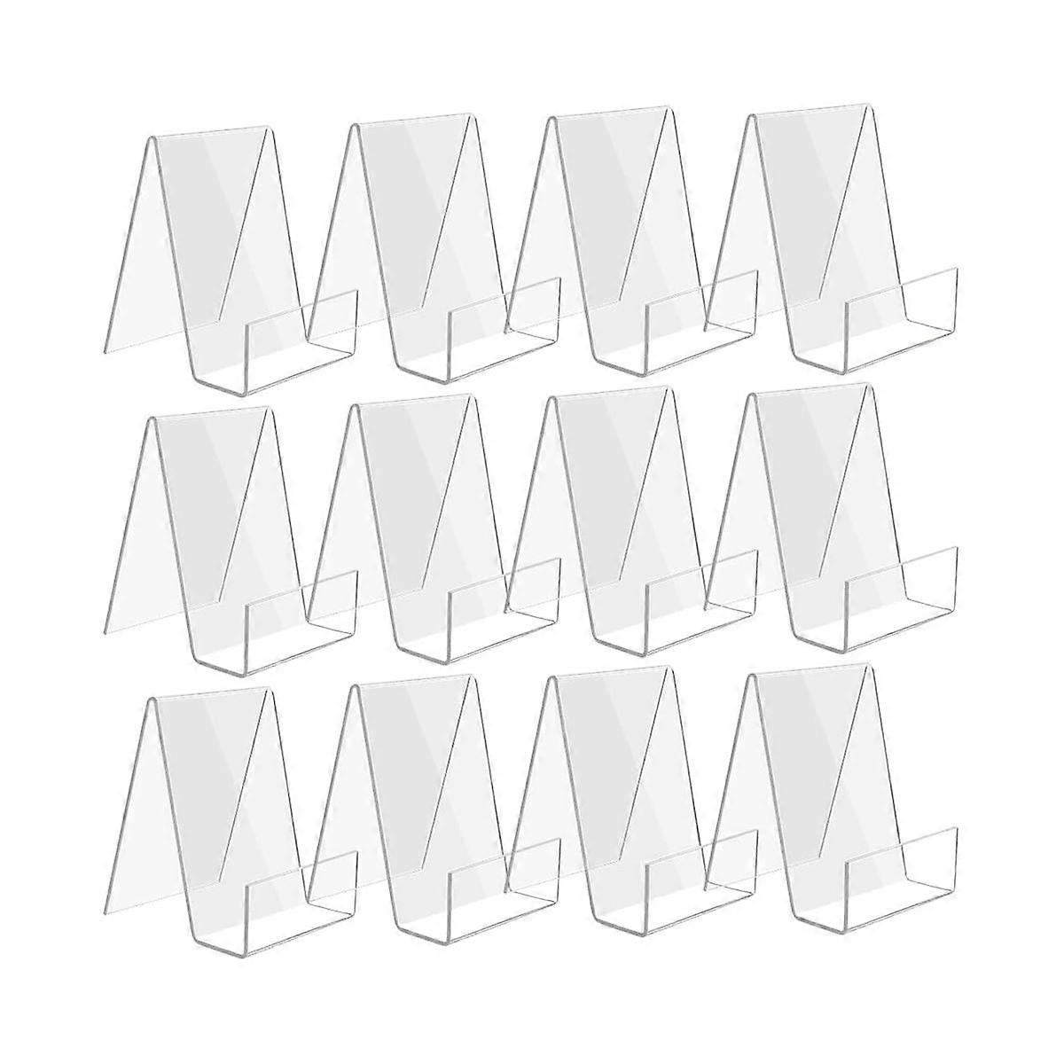 12 Pack Acrylic Book Stand, Clear Book Holder, Small Acrylic Display Stand for Books, Photos, Broch