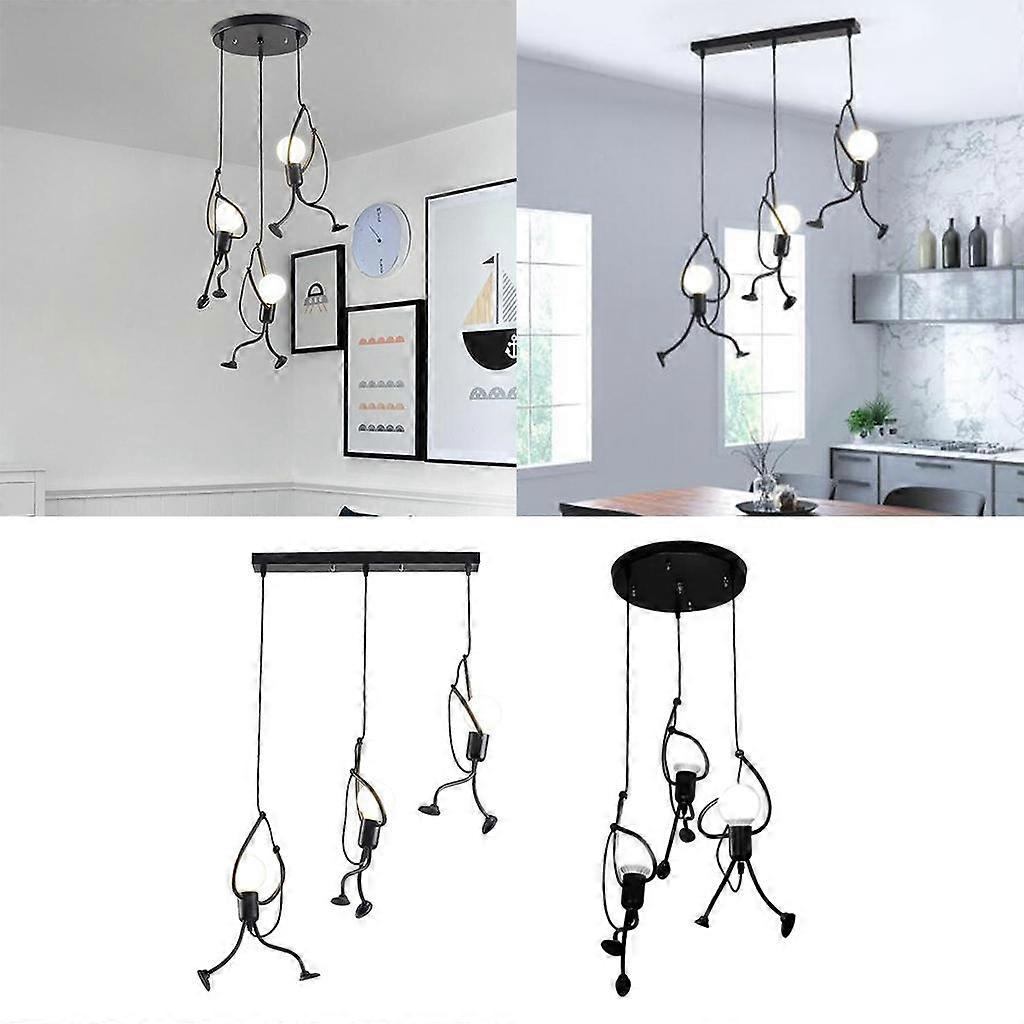 Moderne Fer Grimper Homme Lustre Suspension Éclairage 2Pcs
