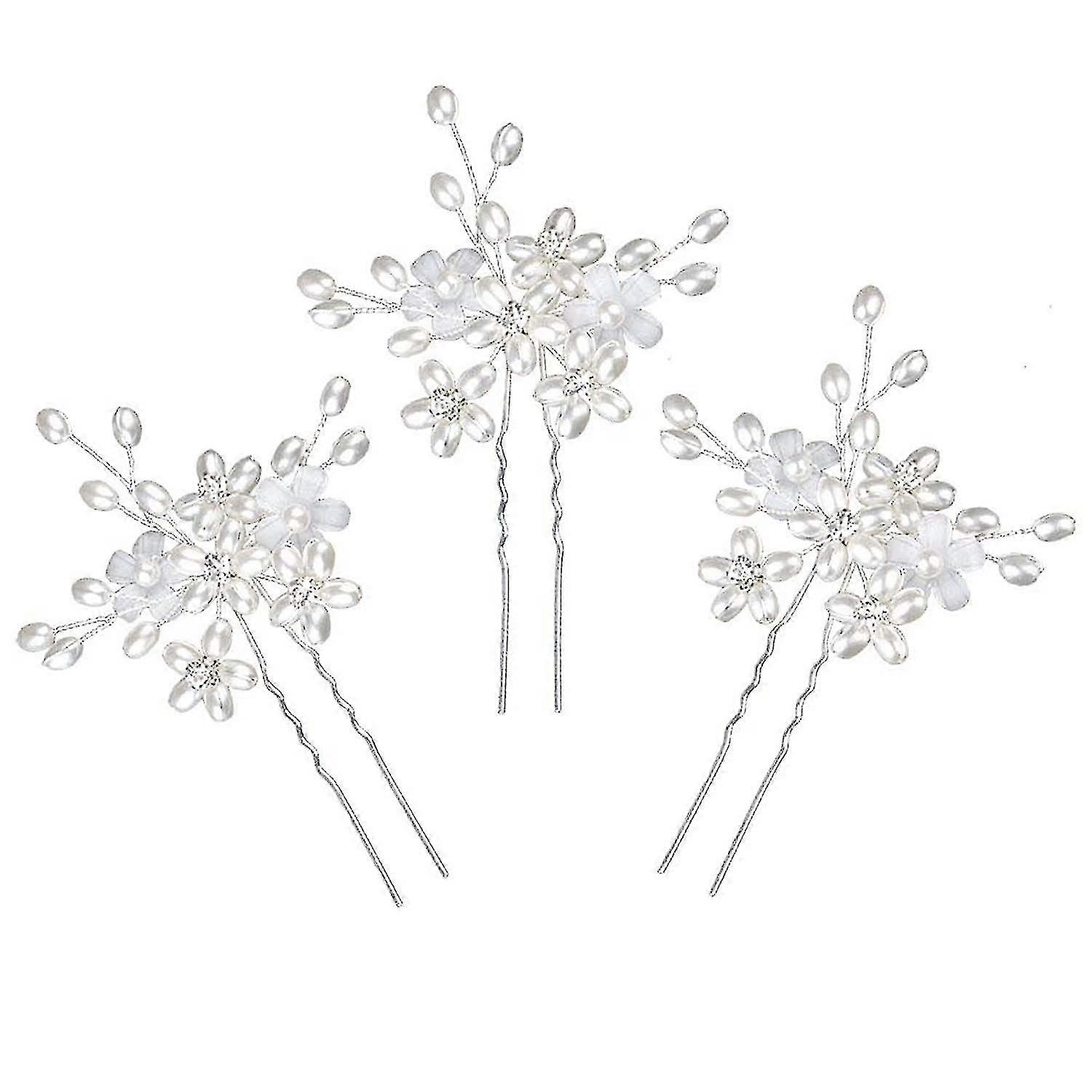 3pcs Elegante Perla Alfileres de Cabello de Boda