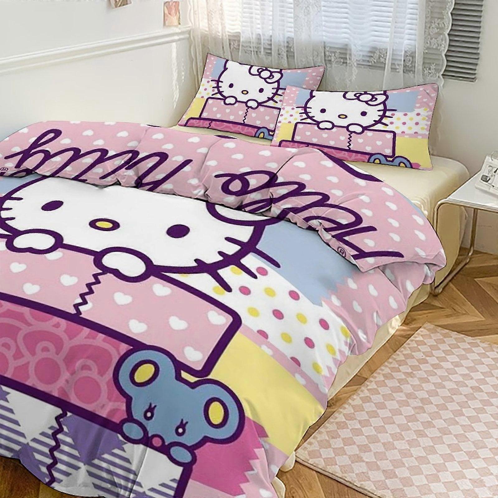 Bh516 Hello Kitty Bedding Sets for Kids Men Women Twin Size Comforter Set 3pcs Bedding Set 1 Comforter Cover And 2 Pillowcases-xp ka516