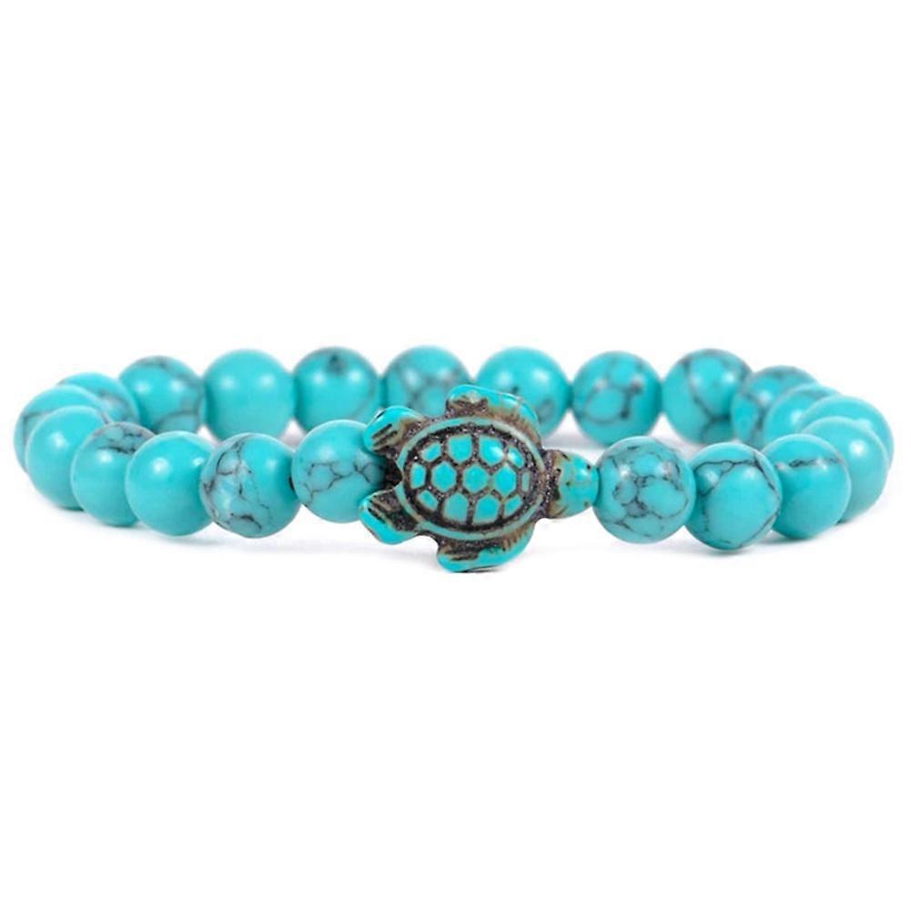 Sea Turtles Beads Bracelet Turquoise Simulation Natute Stone Elastic Stretch Bracelet for Women Men