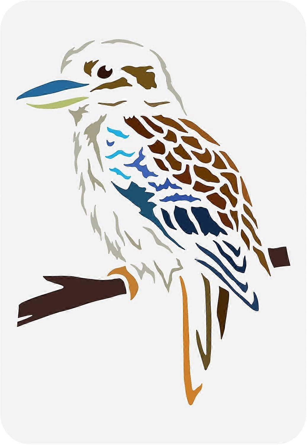 Kookaburra Stencil 8.3x11.7inch Reusable Kookaburra on Branches Pattern Drawing Template DIY Art Bird Animal Theme Stencil for Painting on Wall Wood F